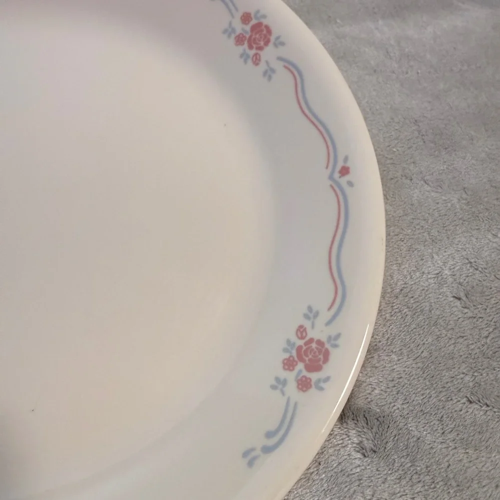 Vintage Corelle Pink‎ Blue Floral Oval Serving Platter 12.5